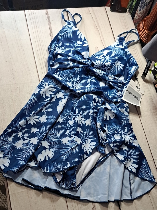 Hanna Nikole Other - Hanna Nikole Navy & White Floral One-Piece Swim Dress Size Large